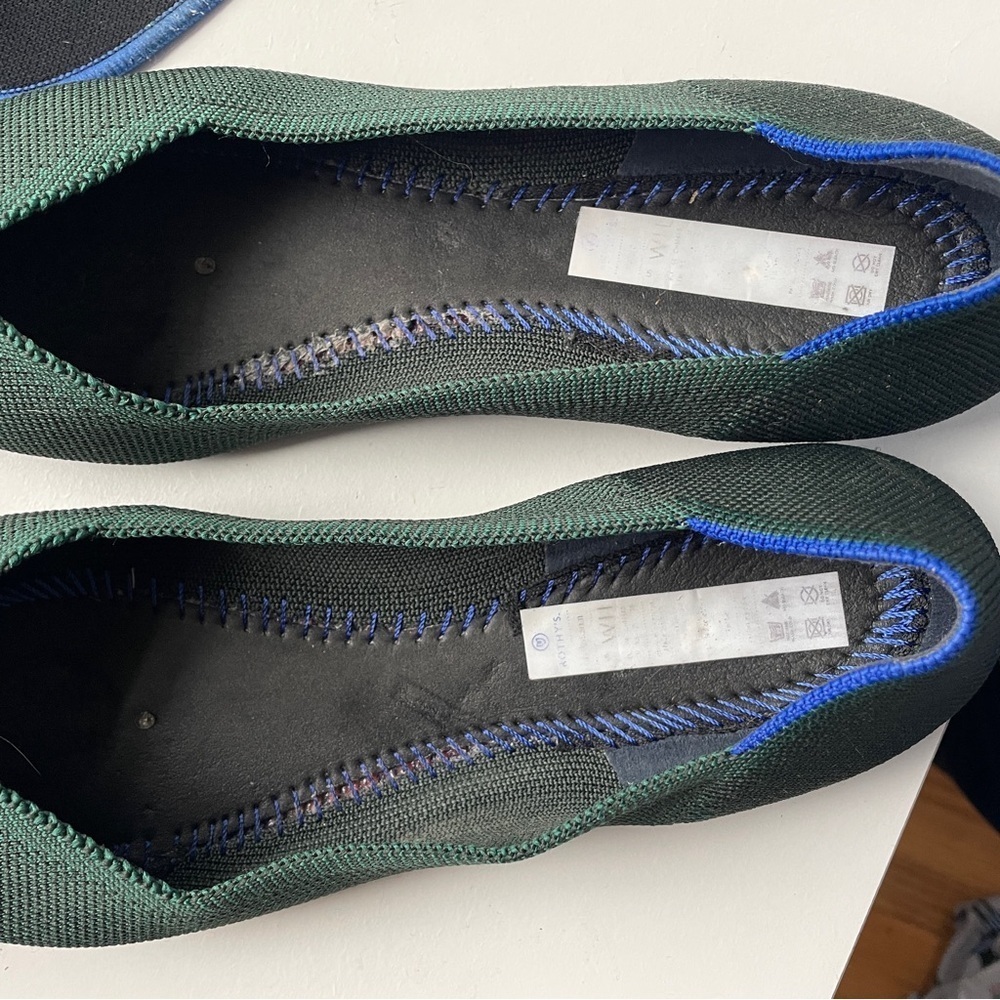 Rothy’s RARE Retired Emerald Green the Point Flats Slip-ons Pointy Toe 11 - Picture 8 of 9